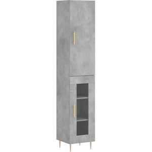 vidaXL Buffet haut Gris béton 34,5x34x180 cm Bois d'ingénierie pas cher