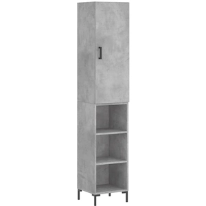 vidaXL Buffet haut Gris béton 34,5x34x180 cm Bois d'ingénierie pas cher