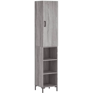 vidaXL Buffet haut Sonoma gris 34,5x34x180 cm Bois d'ingénierie pas cher