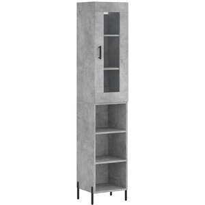 vidaXL Buffet haut Gris béton 34,5x34x180 cm Bois d'ingénierie pas cher