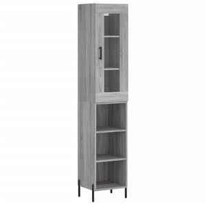vidaXL Buffet haut Sonoma gris 34,5x34x180 cm Bois d'ingénierie pas cher