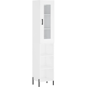 vidaXL Buffet haut Blanc 34,5x34x180 cm Bois d'ingénierie pas cher