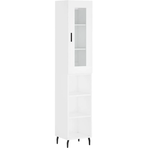 vidaXL Buffet haut Blanc 34,5x34x180 cm Bois d'ingénierie pas cher