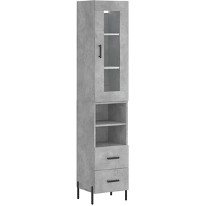 vidaXL Buffet haut Gris béton 34,5x34x180 cm Bois d'ingénierie pas cher