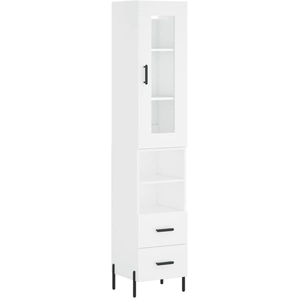 vidaXL Buffet haut Blanc 34,5x34x180 cm Bois d'ingénierie pas cher