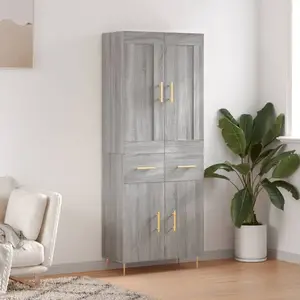 vidaXL Buffet haut Sonoma gris 69,5x34x180 cm Bois d'ingénierie pas cher
