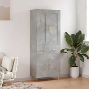 vidaXL Buffet haut Gris béton 69,5x34x180 cm Bois d'ingénierie pas cher