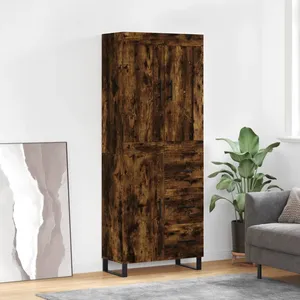 vidaXL Buffet haut Chêne fumé 69,5x34x180 cm Bois d'ingénierie pas cher
