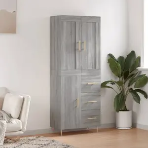 vidaXL Buffet haut Sonoma gris 69,5x34x180 cm Bois d'ingénierie pas cher