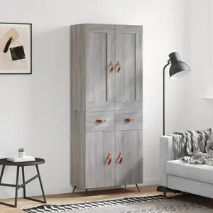 vidaXL Buffet haut Sonoma gris 69,5x34x180 cm Bois d'ingénierie pas cher