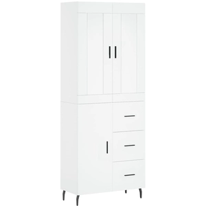 vidaXL Buffet haut Blanc 69,5x34x180 cm Bois d'ingénierie pas cher