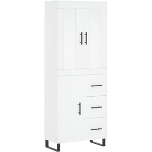 vidaXL Buffet haut Blanc 69,5x34x180 cm Bois d'ingénierie pas cher