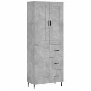 vidaXL Buffet haut Gris béton 69,5x34x180 cm Bois d'ingénierie pas cher