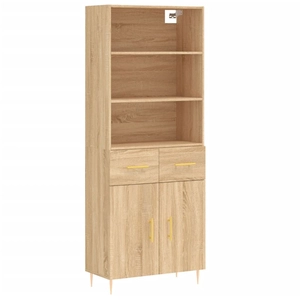 vidaXL Buffet haut Chêne sonoma 69,5x34x180 cm Bois d'ingénierie pas cher