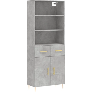 vidaXL Buffet haut Gris béton 69,5x34x180 cm Bois d'ingénierie pas cher