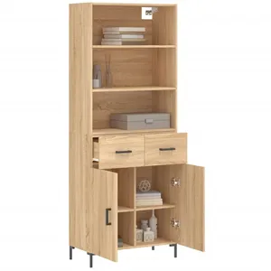vidaXL Buffet haut Chêne sonoma 69,5x34x180 cm Bois d'ingénierie pas cher