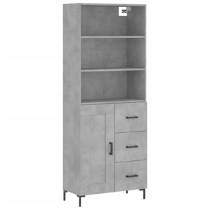 vidaXL Buffet haut Gris béton 69,5x34x180 cm Bois d'ingénierie pas cher
