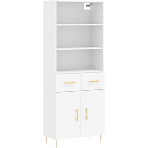 vidaXL Buffet haut Blanc 69,5x34x180 cm Bois d'ingénierie pas cher