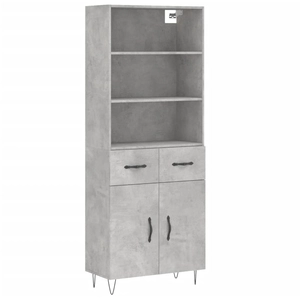 vidaXL Buffet haut Gris béton 69,5x34x180 cm Bois d'ingénierie pas cher