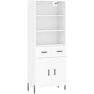 vidaXL Buffet haut Blanc 69,5x34x180 cm Bois d'ingénierie pas cher