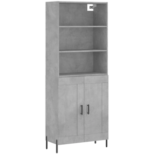 vidaXL Buffet haut Gris béton 69,5x34x180 cm Bois d'ingénierie pas cher