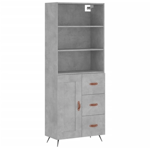 vidaXL Buffet haut Gris béton 69,5x34x180 cm Bois d'ingénierie pas cher