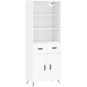 vidaXL Buffet haut Blanc 69,5x34x180 cm Bois d'ingénierie pas cher