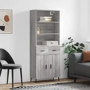 vidaXL Buffet haut Sonoma gris 69,5x34x180 cm Bois d'ingénierie pas cher