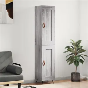 vidaXL Buffet haut Sonoma gris 34,5x34x180 cm Bois d'ingénierie pas cher