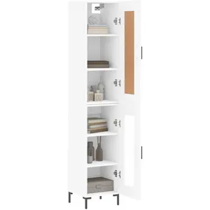 vidaXL Buffet haut Blanc 34,5x34x180 cm Bois d'ingénierie pas cher