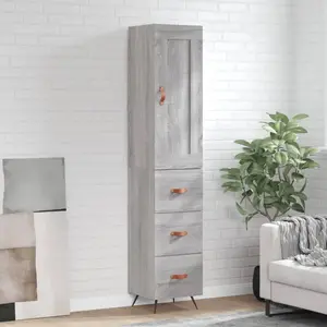 vidaXL Buffet haut Sonoma gris 34,5x34x180 cm Bois d'ingénierie pas cher
