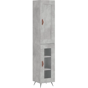 vidaXL Buffet haut Gris béton 34,5x34x180 cm Bois d'ingénierie pas cher