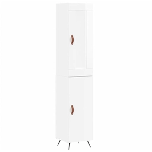 vidaXL Buffet haut Blanc brillant 34,5x34x180 cm Bois d'ingénierie pas cher