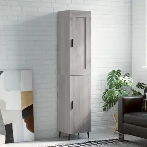 vidaXL Buffet haut Sonoma gris 34,5x34x180 cm Bois d'ingénierie pas cher