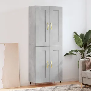 vidaXL Buffet haut Gris béton 69,5x34x180 cm Bois d'ingénierie pas cher