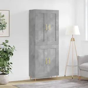 vidaXL Buffet haut Gris béton 69,5x34x180 cm Bois d'ingénierie pas cher