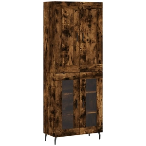 vidaXL Buffet haut Chêne fumé 69,5x34x180 cm Bois d'ingénierie pas cher