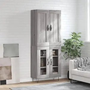 vidaXL Buffet haut Sonoma gris 69,5x34x180 cm Bois d'ingénierie pas cher