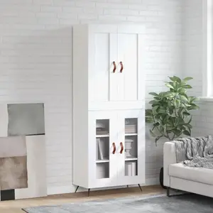 vidaXL Buffet haut Blanc 69,5x34x180 cm Bois d'ingénierie pas cher