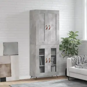 vidaXL Buffet haut Gris béton 69,5x34x180 cm Bois d'ingénierie pas cher