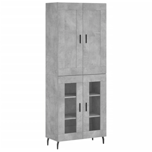 vidaXL Buffet haut Gris béton 69,5x34x180 cm Bois d'ingénierie pas cher