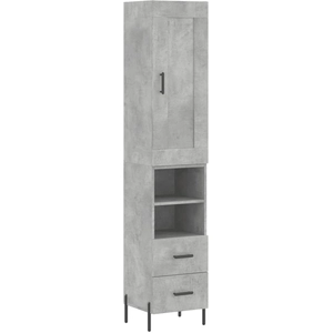 vidaXL Buffet haut Gris béton 34,5x34x180 cm Bois d'ingénierie pas cher