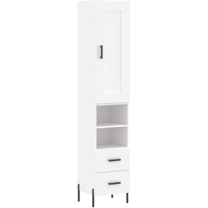 vidaXL Buffet haut Blanc 34,5x34x180 cm Bois d'ingénierie pas cher