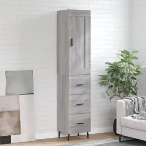 vidaXL Buffet haut Sonoma gris 34,5x34x180 cm Bois d'ingénierie pas cher