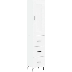 vidaXL Buffet haut Blanc 34,5x34x180 cm Bois d'ingénierie pas cher