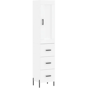 vidaXL Buffet haut Blanc 34,5x34x180 cm Bois d'ingénierie pas cher
