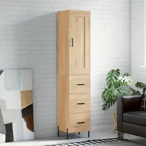 vidaXL Buffet haut Chêne sonoma 34,5x34x180 cm Bois d'ingénierie pas cher
