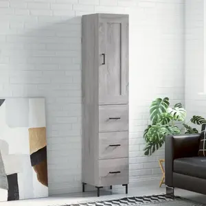 vidaXL Buffet haut Sonoma gris 34,5x34x180 cm Bois d'ingénierie pas cher