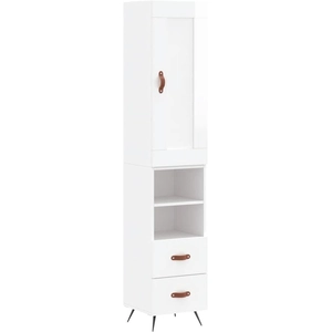 vidaXL Buffet haut Blanc brillant 34,5x34x180 cm Bois d'ingénierie pas cher