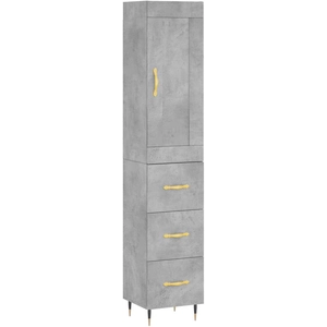 vidaXL Buffet haut Gris béton 34,5x34x180 cm Bois d'ingénierie pas cher